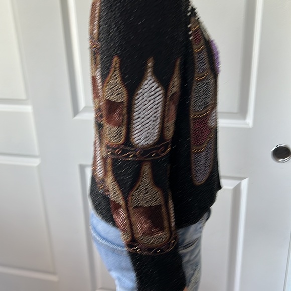 Vtg 80s 90s 🍷 WINE party sequin jacket M perfect for girls night wine tasting - Picture 8 of 11